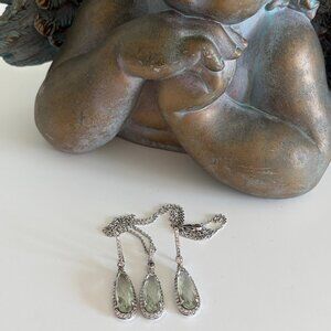 Rarities Carol Brodie Sterling Silver Peridot Tear Drop Necklace and Earrings
